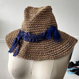 Vintage LANVIN raffia straw vacation sun bucket hat